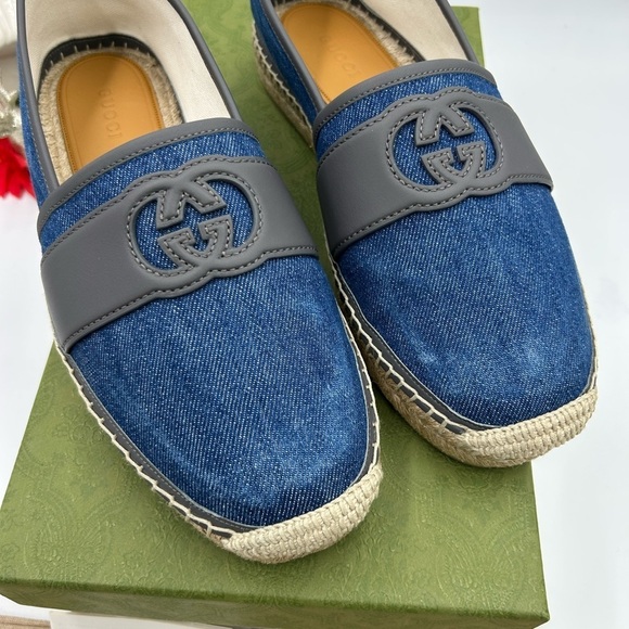 Men\'s Gucci interlocking G Espadrilles in blue denim size 9, made in Spain main image 8